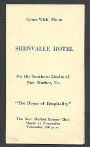 Ca 1935 NEW MARKET VA ROTARY CLUB MEETS AT SHENVALEE HOTEL LISTS BENEFITS, ETC