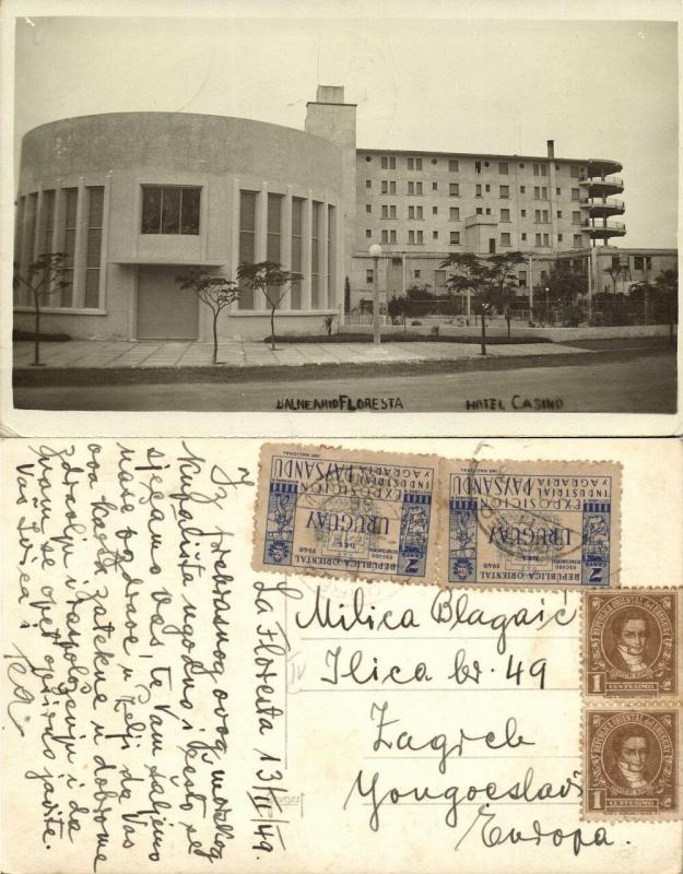 uruguay, Balneario LA FLORESTO, Hotel Casino (1949) RPPC