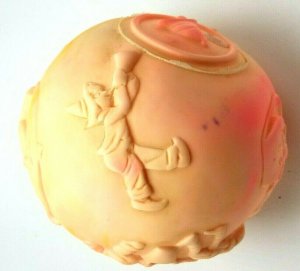 Ashland Ohio Rubber Products Toy Time 1965 Nursery Rhyme Ball w Squeak & Bell