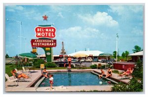 Poolside Bel-Mar Motel Beebe Arkansas AR UNP Chrome Postcard V12