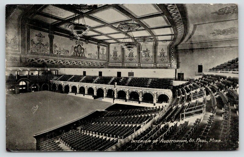 St Paul Minnesota~Auditorium Interior~Theatre Seats~Balcony~Composers Wall~1911