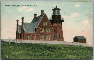 BLOCK ISLAND RI SOUTH EAST LIGHT ANTIQUE POSTCARD