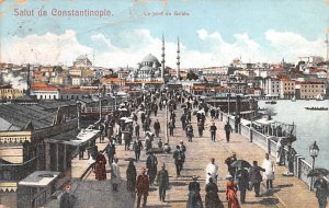 Le Pont de Galata Constantinople Turkey 1908 Missing Stamp 