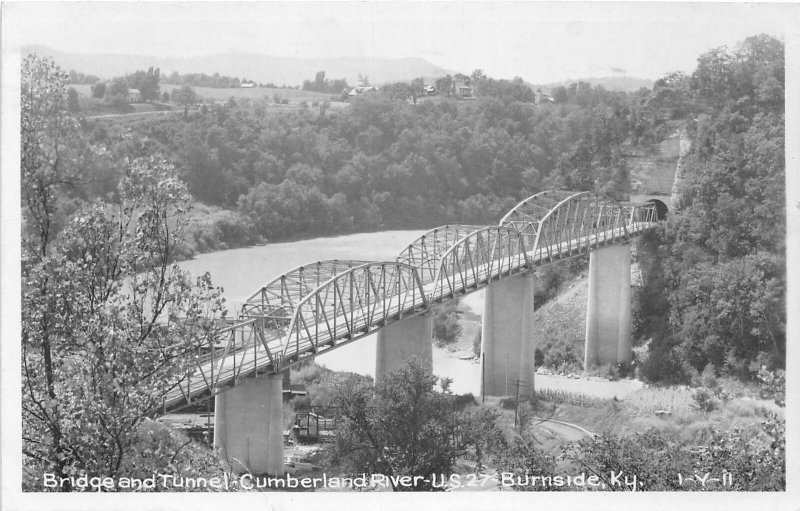 H51/ Burnside Kentucky RPPC Postcard 1951 Cline Bridge Tunnel River