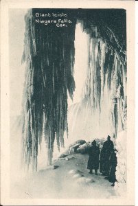 Niagara Falls ON CANADA, People Standing under Falls, Giant Icicle, Pre-1907