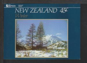 New Zealand Winter Stamp Postcard 