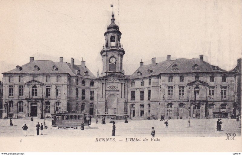 RENNES, Ille Et Vilaine, France, 1900-1910s; L'Hotel De Ville