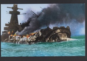 Military WWII German Battleship Admirak Graf Spee Being Scuttled ~ Chrome