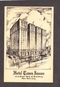 NYC NY Times Square Hotel Broadway New York City Vintage Postcard Artist Sketch