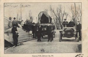 Vintage Postcard Governor Folk & Ezra Meeker's Ox Drawn Wagon Jefferson City MO