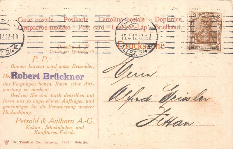 A962 Switzerland Gsteig 1912 Petzold & Aulhorn AG Kakao Schokoladen postcard