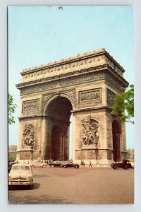 Arc De Triomphe Paris France Street View Old Cars Historical Vintage Postcard 
