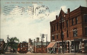 Webster Massachusetts MA Post Office Trolley Streetcar c1910 Vintage Postcard