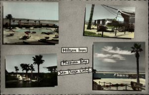 San Diego California CA Mission Bay Hilton Inn Tinted Real Photo Vintage PC