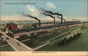 Centerville IA Iowa Hercules Mfg Co Stump Puller Tractors c1910 Postcard