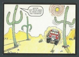 Post Card Humor Cactus Talking To Life Arms As Tourists Are Approaching