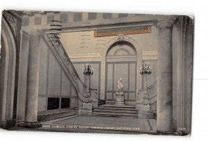 Hartford Connecticut CT Postcard 1913 Spencer Morgan Memorial Library Staircase