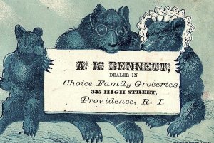 1881 Anthropomorphic Teddy Bear Family, Providence, RI Trade Card P4