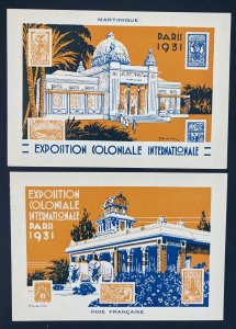 1931 Complete Set Of 12 Postcards International Colonial Exposition In Paris 