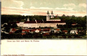 Austria Gruss aus Stift und Markt St Florian Vintage Postcard  C010