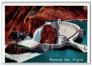 c1910 Roosevelt Dam Falls Lake River Bridge Arizona AZ Vintage Antique Postcard