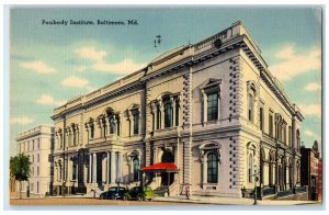 1942 View of Peabody Institute Baltimore Maryland MD Vintage Posted Postcard