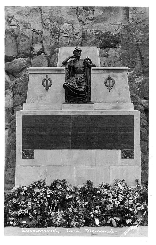 Lossiemouth War Memorial Scotland Military RPPC Postcard