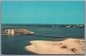 Postcard Clearwater FL 1960s Aerial View of Clearwater Pass Gulf of Mexico Beach