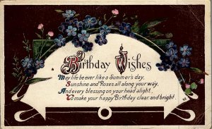 1916 BIRTHDAY WISHES NORTH WALES PA FLORAL POETIC EMBOSSED POSTCARD 26-285