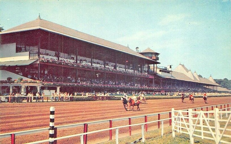 Saratoga Springs NY Club House & Grandstand Race Track Postcard