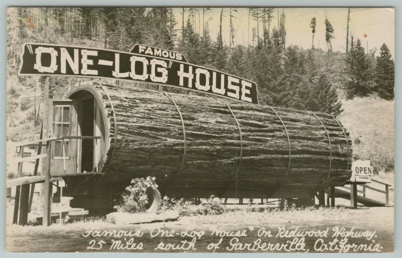 Garbennick California~One-Log House~Real Photo Postcard~RPPC