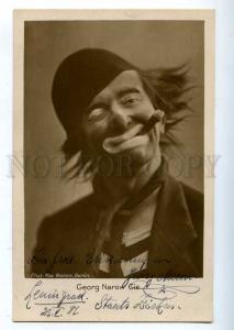 198152 CIRCUS GEORG NAROW Cie CLOWN 1927 AUTOGRAPH PHOTO