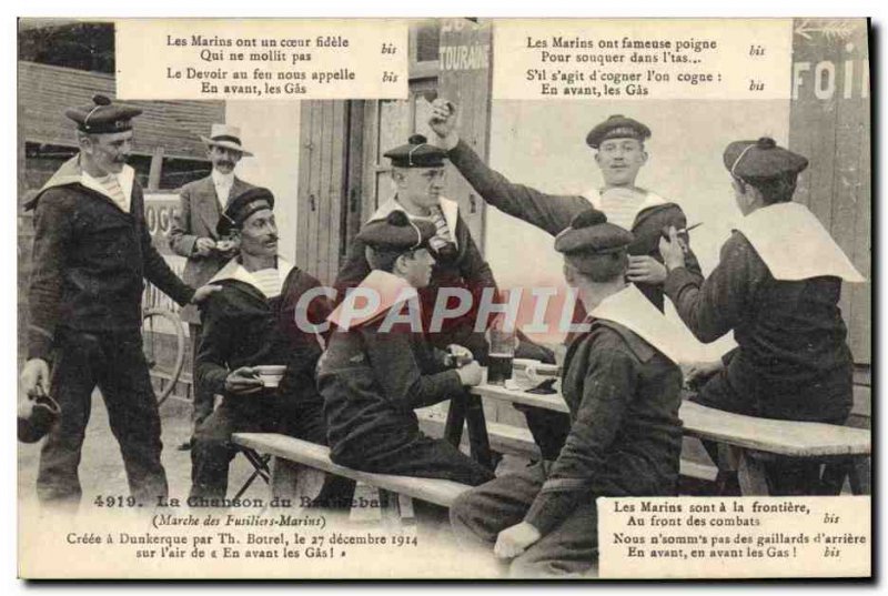 Old Postcard Boat War Sailors Song of commotion Sailors