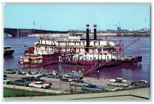 Becky Thatcher Steamboat Moored At Saint Louis Levee Near Gateway Arch Postcard