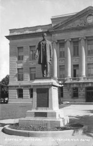 Jefferson Iowa~Lincoln Memorial~Greene County Court House Behind~1953 RPPC