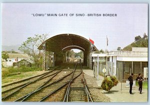 Hong Kong Postcard Lowu Main Gate of Sino British Border c1960's Vintage