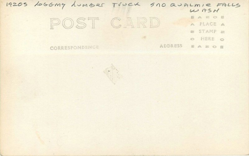 Postcard RPPC Washington Snoqualmie Logging Sunset Highway Falls  23-2698
