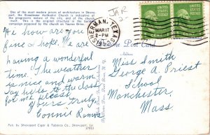 Broadmoor Methodist Church Shreveport LA Lousiana Postcard PM Sherman TX Cancel 