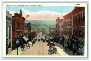 1932 Main Street Looking South, Bristol Connecticut CT Vintage Postcard