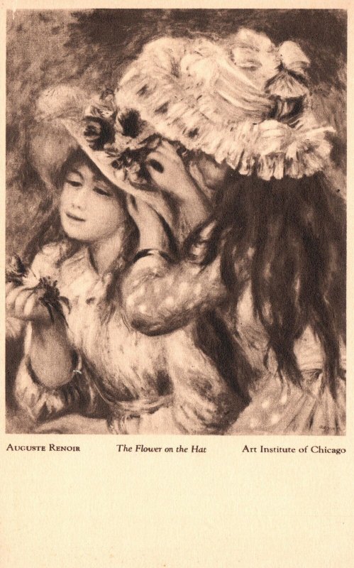 Vintage Postcard Auguste Renoir Flower On The Hat Art Institute Of Chicago IL