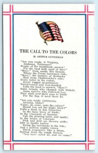 Patriotic THE CALL TO THE COLORS Poem by ARTHUR GUITERMAN 1910s WWI  Postcard