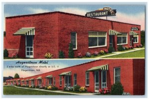 c1940 Hagerstown Motel Restaurant Exterior Building Hagerstown Maryland Postcard