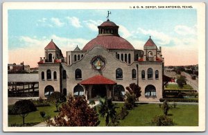 Vtg San Antonio Texas TX I. & G.N. Railroad Depot Train Station 1920s Postcard