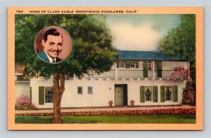 1940 Brentwood Highlands CA California Clark Gable Home Linen Postcard
