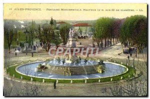 Old Postcard Aix en Provence Monumental Fountain