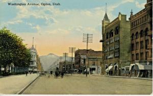 Washington Avenue Ogden Utah UT Street Scene Vintage Postcard D24