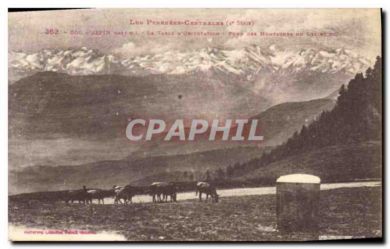 The Old Post Card Central Pyrenees Col d'Aspin the Guidance Table Mountain Fo...