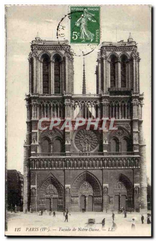 Paris Old Postcard Facade of Notre Dame