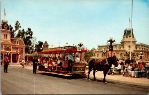 Disneyland Postcard The Main Street Horse Pulled Trolley