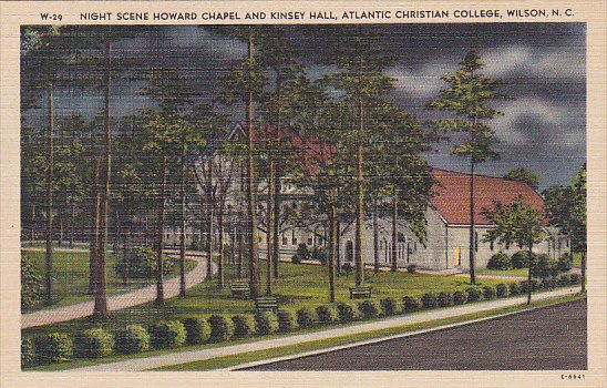 Night Scene Howard Chapel and Kinsey Hall Atlantic Christian College Wilson N...